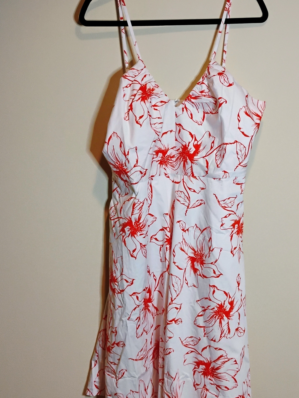 Hutch Teyana White Spaghetti Strap Sundress Red Floral Print Size 12